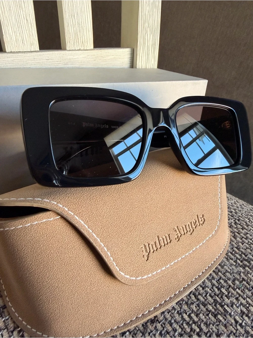 Palm Angels Black Sunglasses with Gold Palm Logo